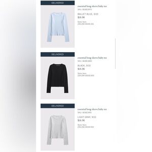 NWOT Abercrombie Kids Essential Long-Sleeve Baby Tee - Black, Grey, Blue Sz 9/10